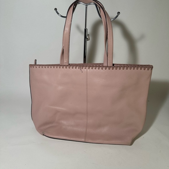 Elegant Pink Leather Tote with Whipstitch Detail - Picture 2 of 5